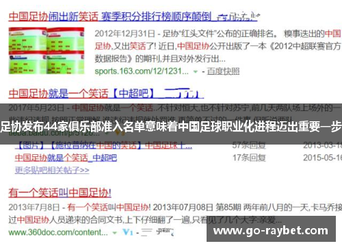 足协发布44家俱乐部准入名单意味着中国足球职业化进程迈出重要一步